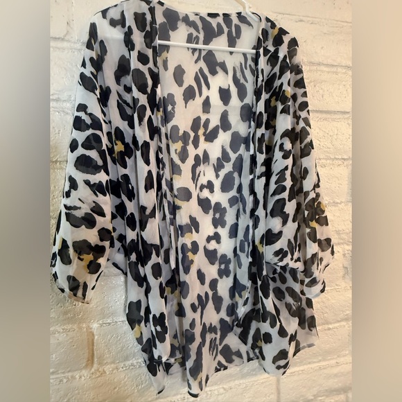 Sheer Leopard Print Kimono Cardigan-XL - Picture 2 of 4
